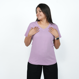 Lavish Lilac Solid V-Neck T-shirt for Women