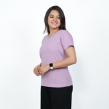Lavish Lilac Solid V-Neck T-shirt for Women