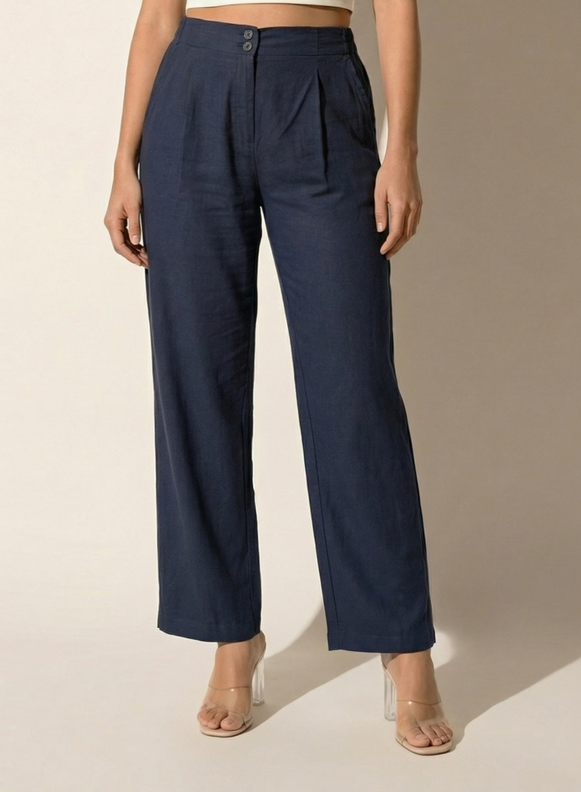 Navy Easy Cotton-Linen Pants