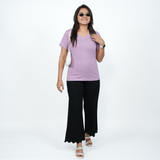 Lavish Lilac Solid V-Neck T-shirt for Women