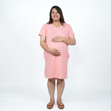 Plush Peach Maternity T-Shirt Dress