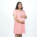 Plush Peach Maternity T-Shirt Dress
