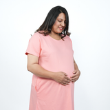 Plush Peach Maternity T-Shirt Dress