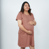 Mocha Mousse Maternity T-Shirt Dress