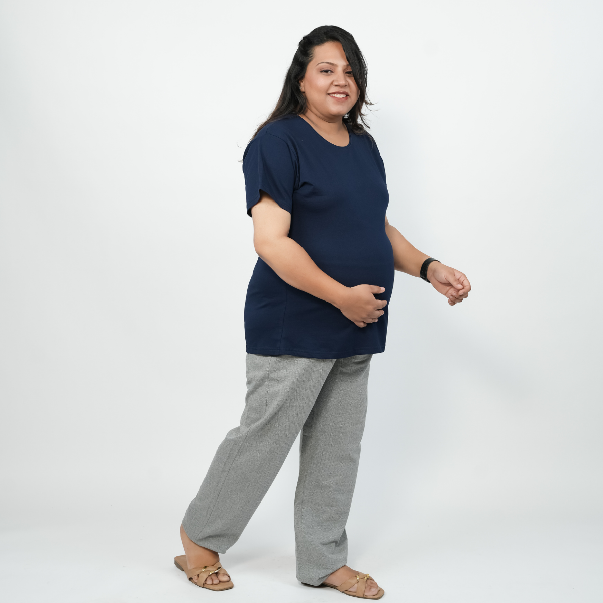 Ballsy Blue Maternity Round Neck T-Shirt