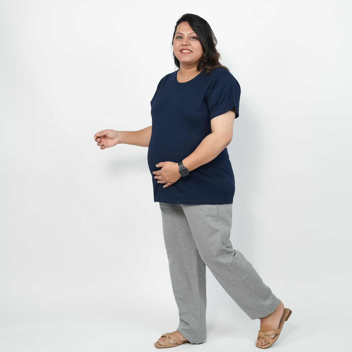 Ballsy Blue Maternity Round Neck T-Shirt