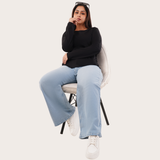 Brazen Black Full Sleeves Solid T-shirt for Women