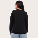 Brazen Black Full Sleeves Solid T-shirt for Women
