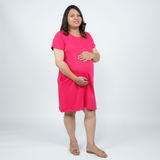 Viva Magenta Maternity T-Shirt Dress