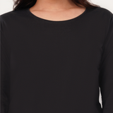 Brazen Black Full Sleeves Solid T-shirt for Women