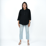 Midnight Black Denim Tunic Top