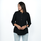 Midnight Black Denim Tunic Top
