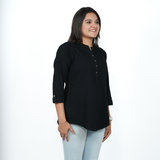 Midnight Black Denim Tunic Top