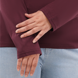 Burning Burgundy Full Sleeves Solid T-shirt for Women