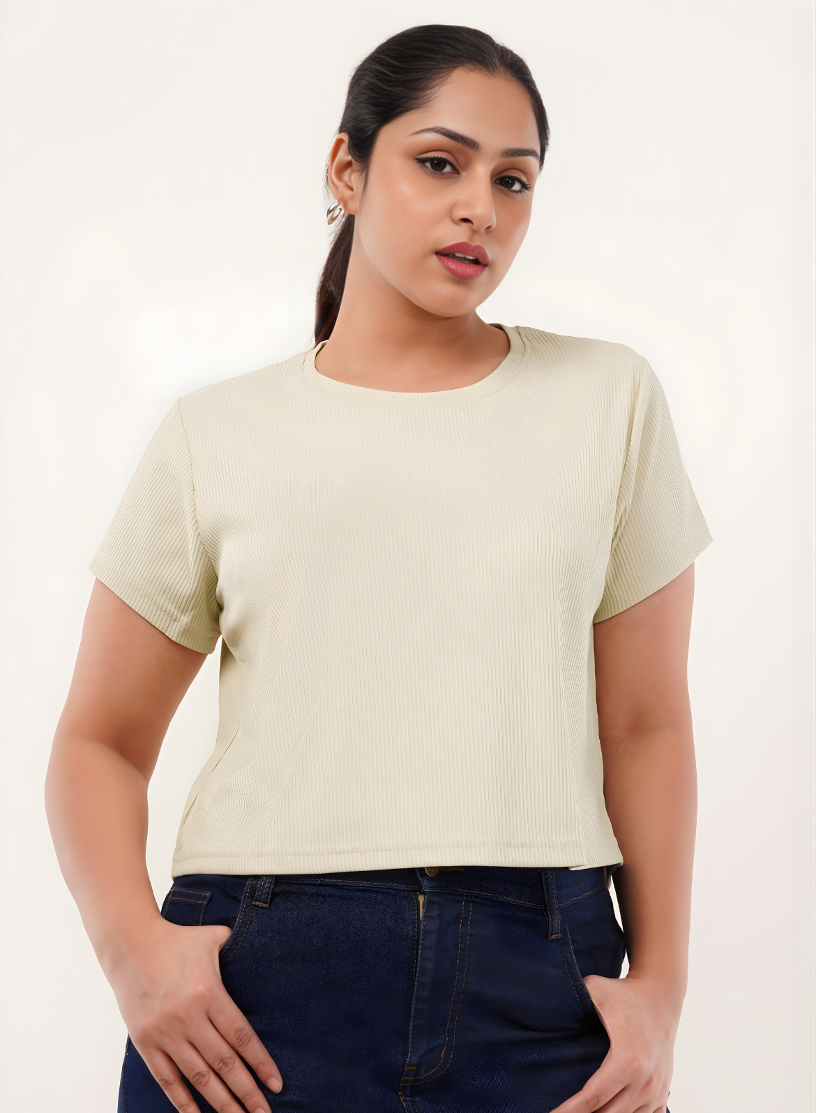 Creamy Ivory Ribbed Crop Top