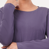 Lively Lilac Full Sleeves Solid T-shirt for Women