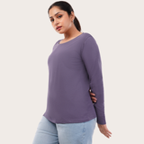 Lively Lilac Full Sleeves Solid T-shirt for Women
