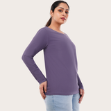 Lively Lilac Full Sleeves Solid T-shirt for Women