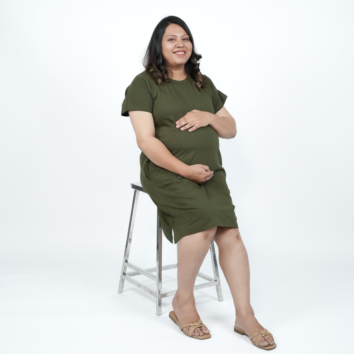 Gutsy Green Maternity T-Shirt Dress