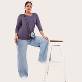 Lively Lilac Full Sleeves Solid T-shirt for Women