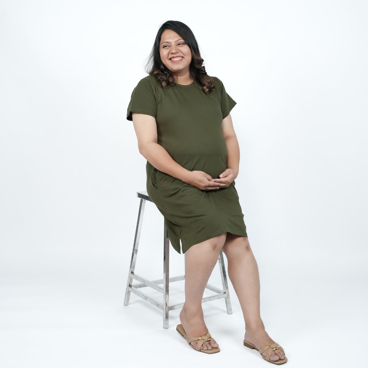 Gutsy Green Maternity T-Shirt Dress