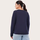 Ballsy Blue Full Sleeves Solid T-shirt for Women