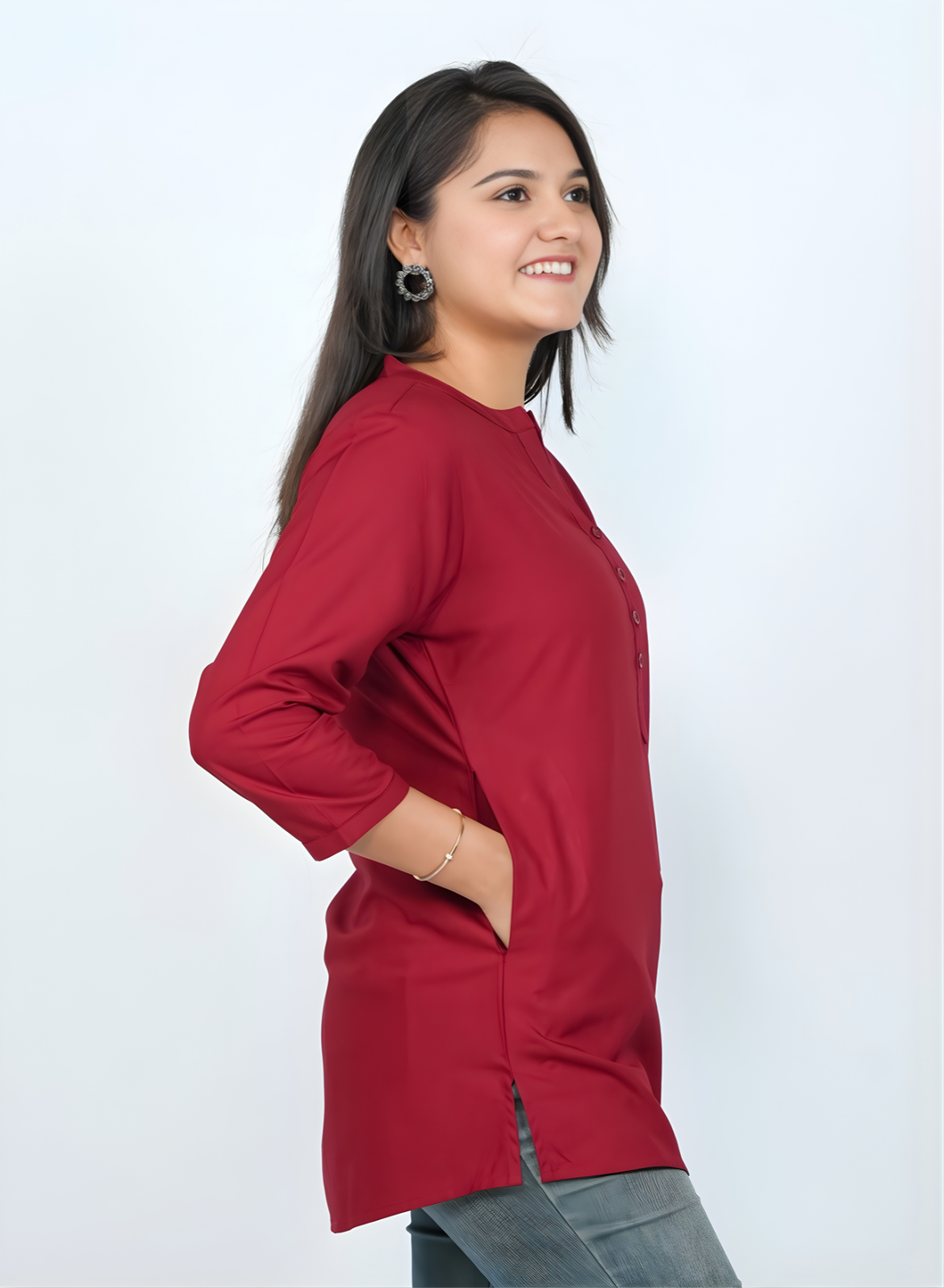 Daily Wear Maroon Cotton Kurti for Women – Magnetic Maroon