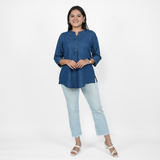 Navy Blue Denim Tunic Top
