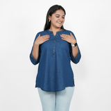 Navy Blue Denim Tunic Top