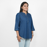 Navy Blue Denim Tunic Top