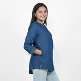 Navy Blue Denim Tunic Top