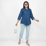 Navy Blue Denim Tunic Top