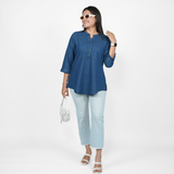 Navy Blue Denim Tunic Top