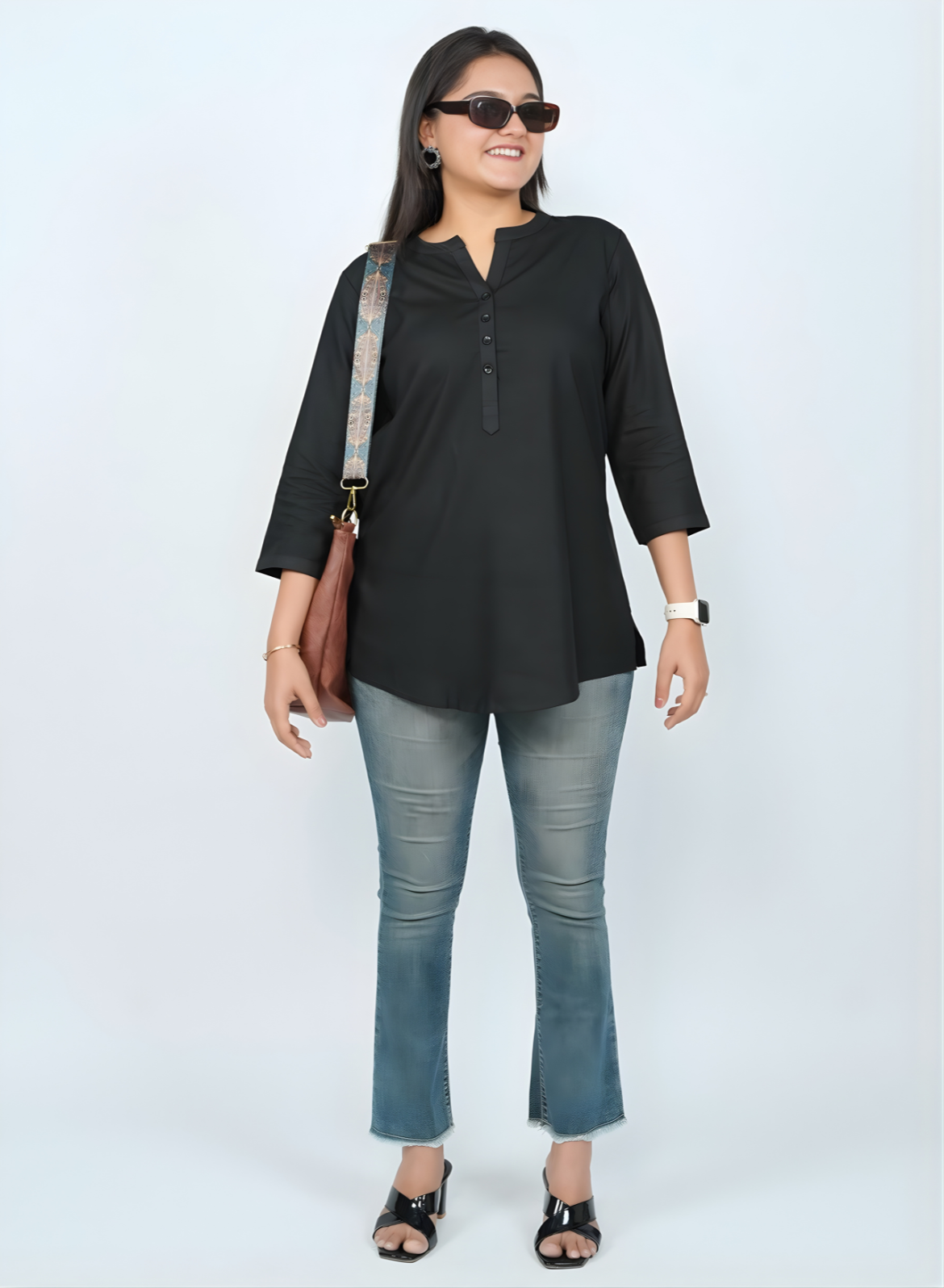 Classic Black Cotton Short Kurti – Brazen Black