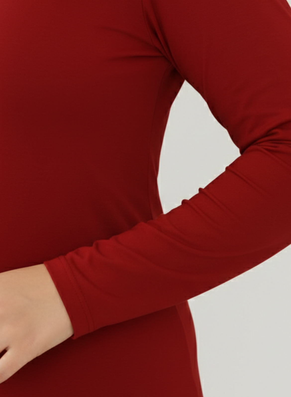 Magnetic Maroon Full Sleeves Solid T-shirt for Women