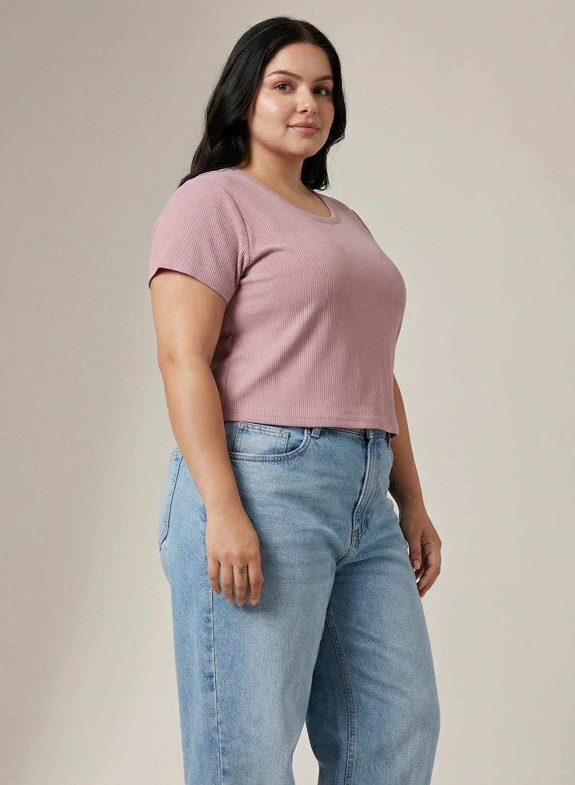 Serene Blush Ribbed Crop Top