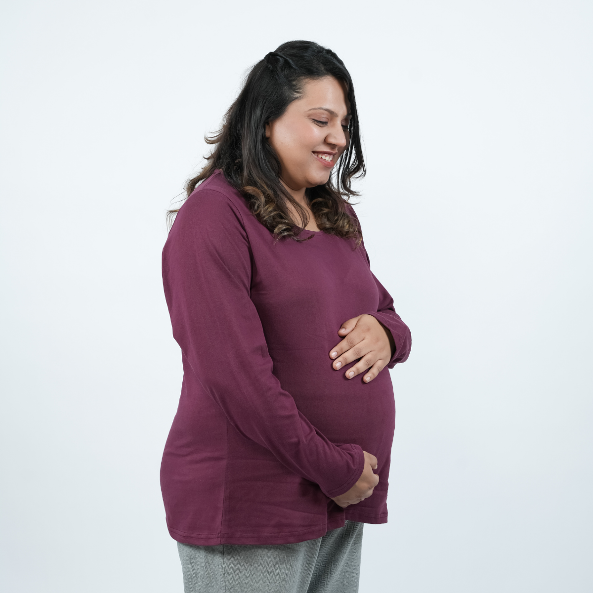 Burning Burgundy Maternity Full Sleeves T-Shirt
