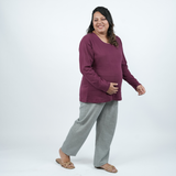 Burning Burgundy Maternity Full Sleeves T-Shirt