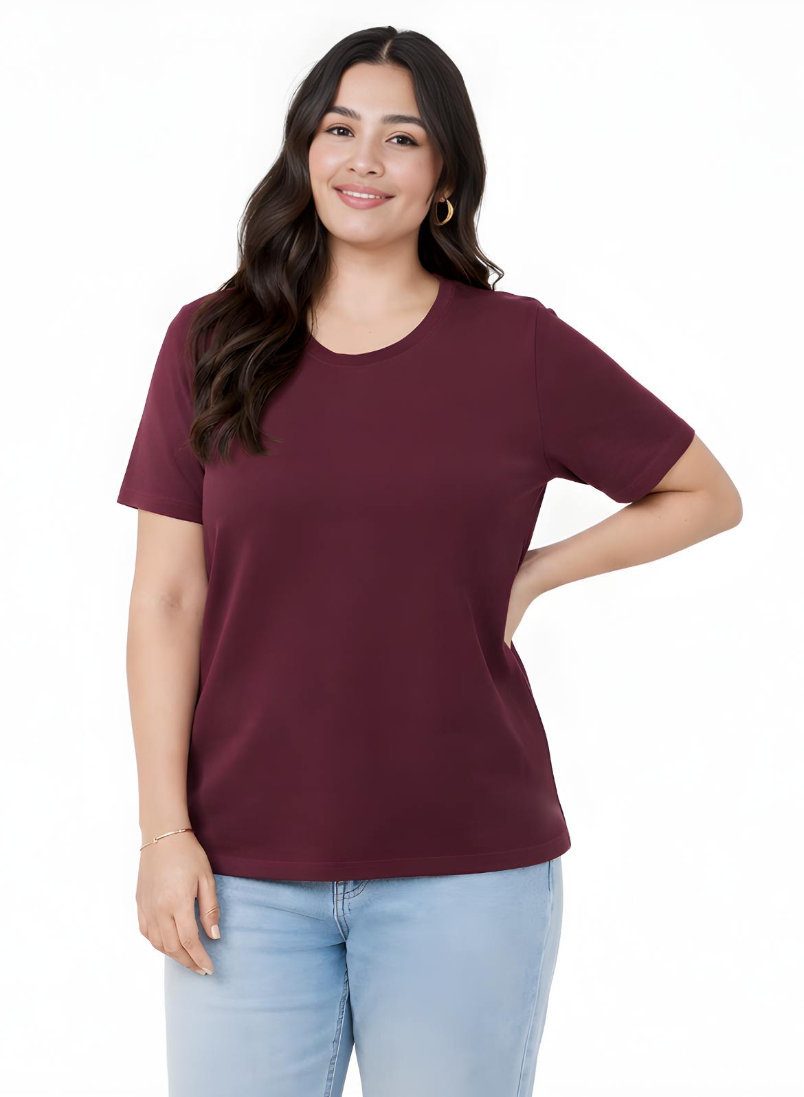 Burning Burgundy Relaxed Fit Round Neck T-shirt