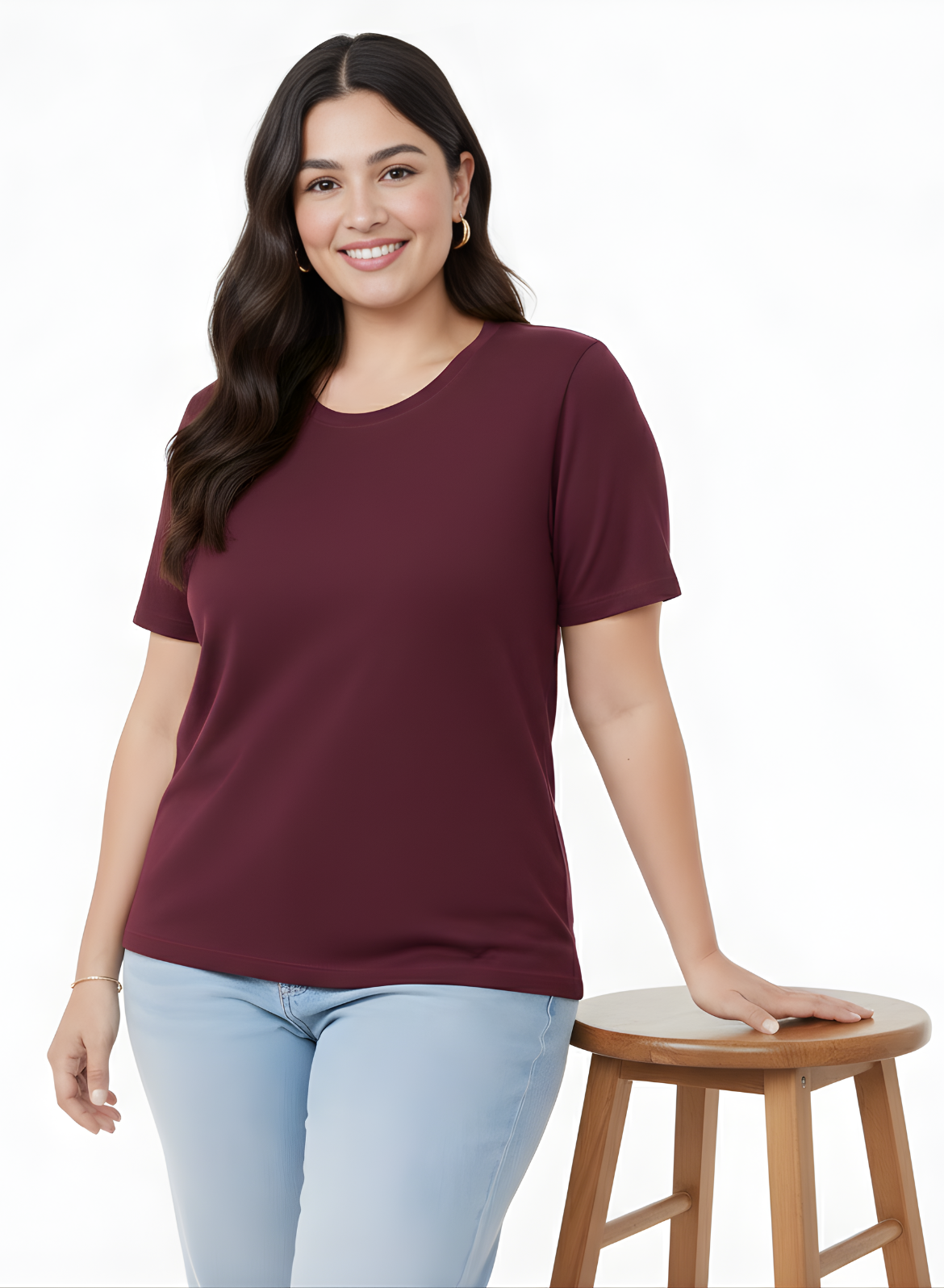 Burning Burgundy Relaxed Fit Round Neck T-shirt