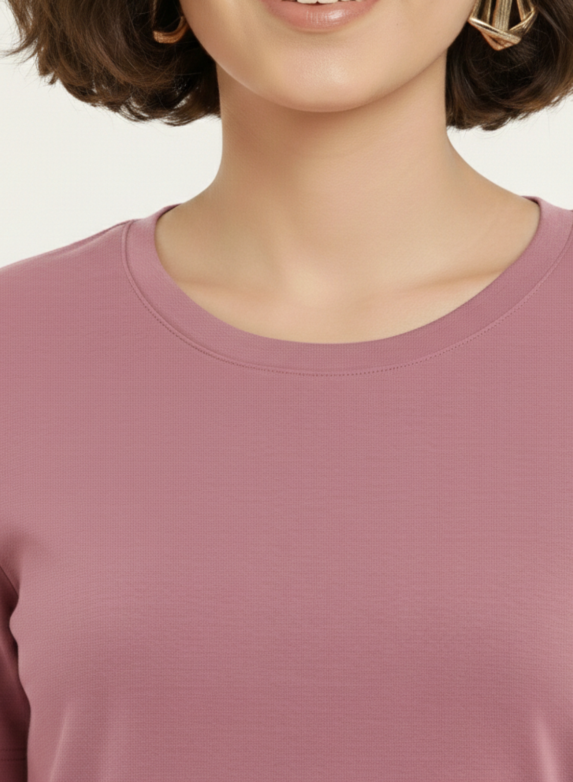 French Fuchsia Relaxed Fit Round Neck T-shirt