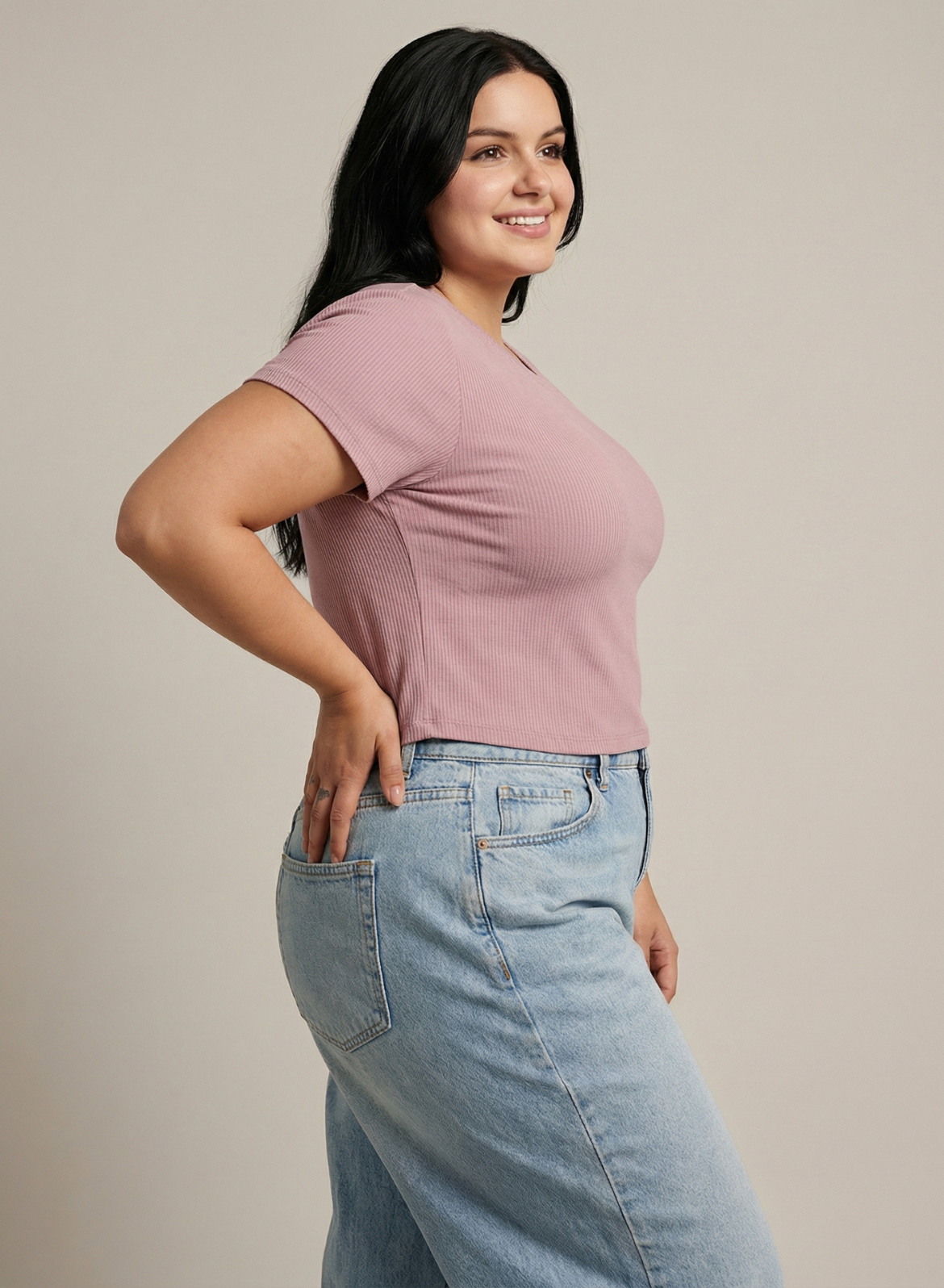 Serene Blush Ribbed Crop Top