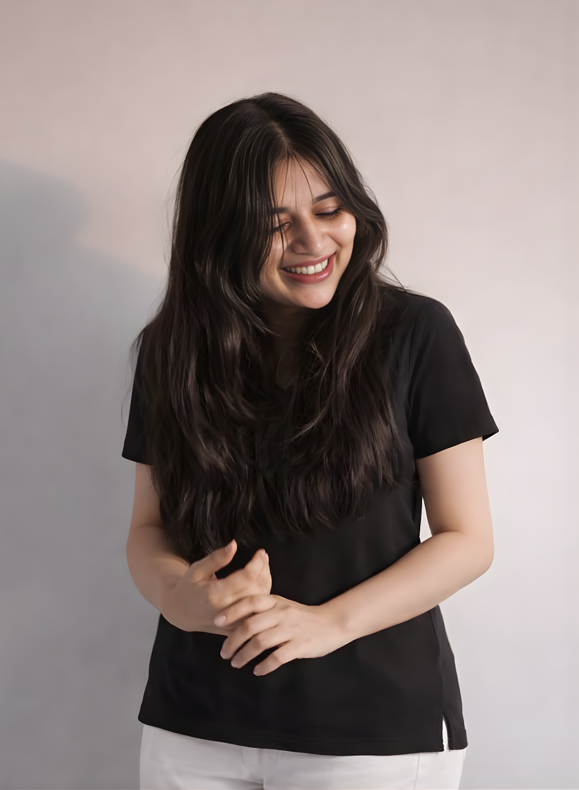 Vogue Black Relaxed Fit Round Neck T-shirt