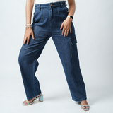 Women's Navy Blue Essential Cargo Jeans