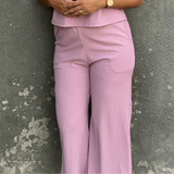 Serene Blush Ribbed Culottes Trousers