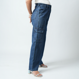 Women's Navy Blue Essential Cargo Jeans