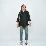 Classic Black Cotton Short Kurti – Brazen Black