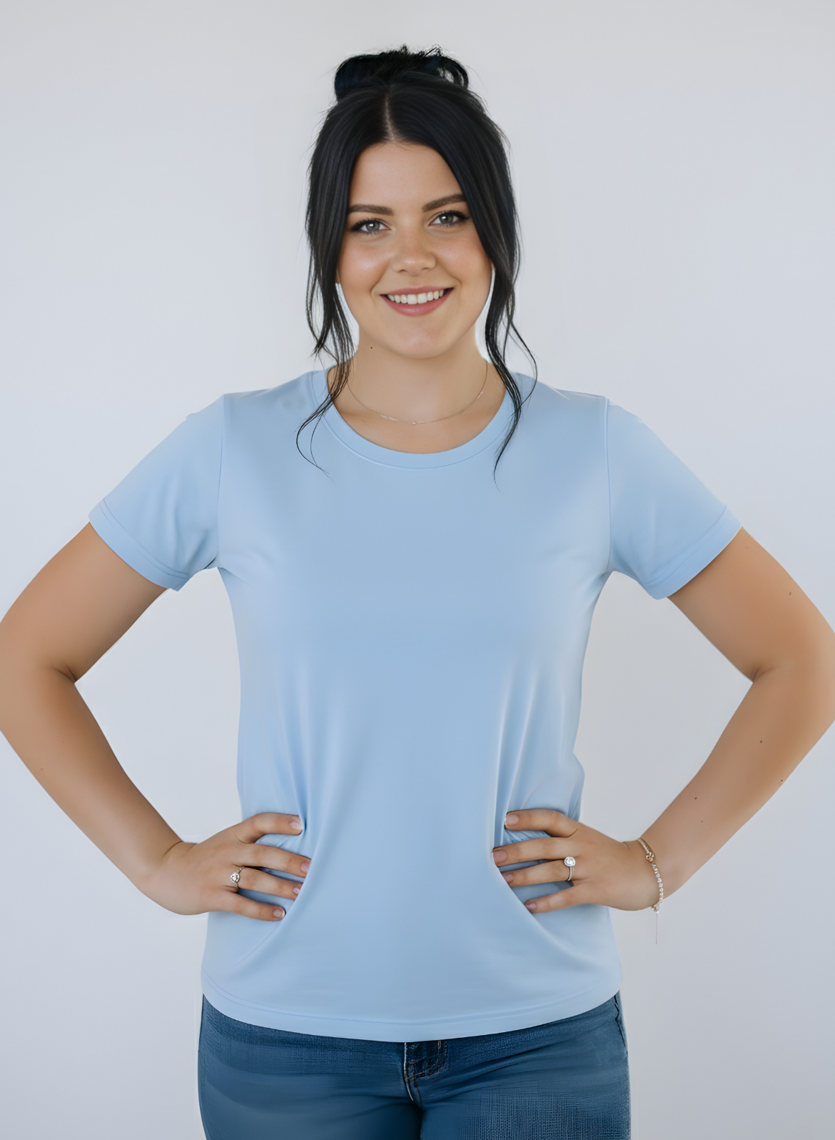 Round O Clock Baby Blue Tshirt for Women