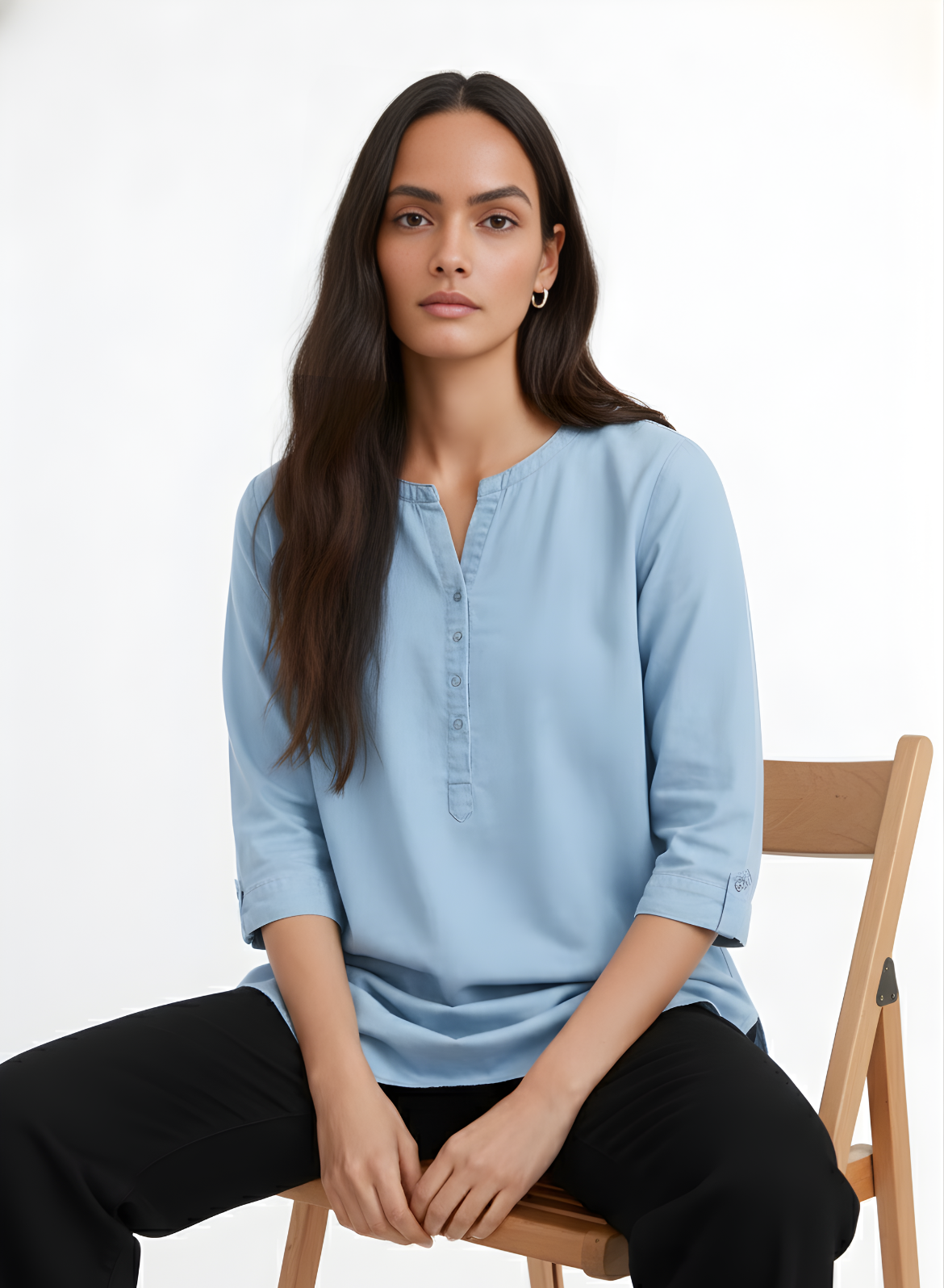 Light Blue Denim Tunic Top