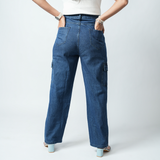Women's Navy Blue Essential Cargo Jeans